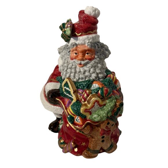FITZ & FLOYD Saint Nicholas Christmas holiday ceramic cookie jar 10 in - Picture 1 of 8